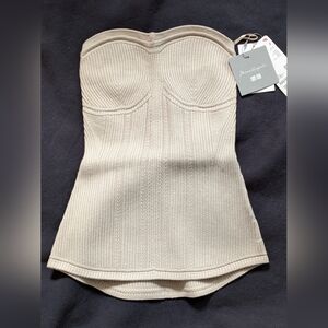 NWT RARE Mame Kurogouchi X Uniqlo Knit Beige Bustier XXS XS